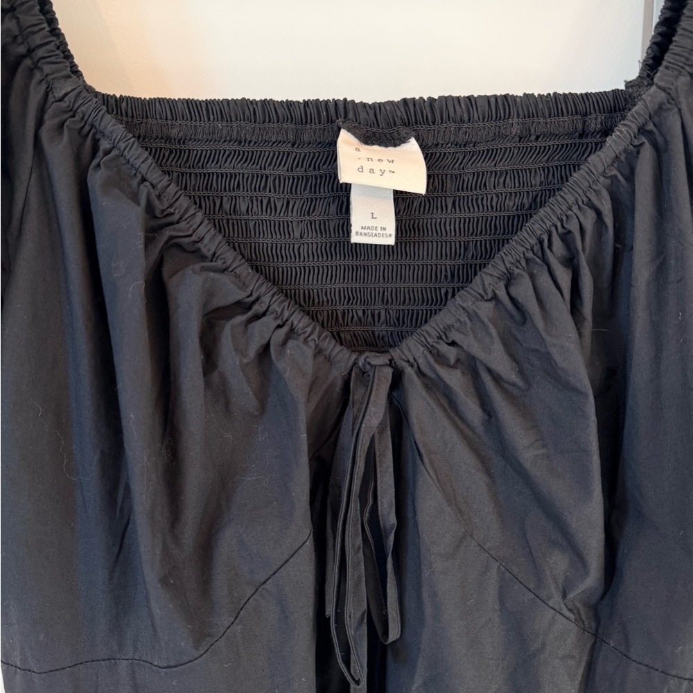 Baby Doll Puff Sleeve Black A.New Day Mini Dress (size large) - Picture 3 of 7